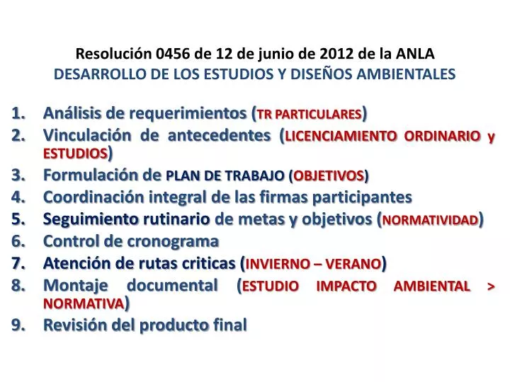 resoluci n 0456 de 12 de junio de 2012 de la anla desarrollo de los estudios y dise os ambientales
