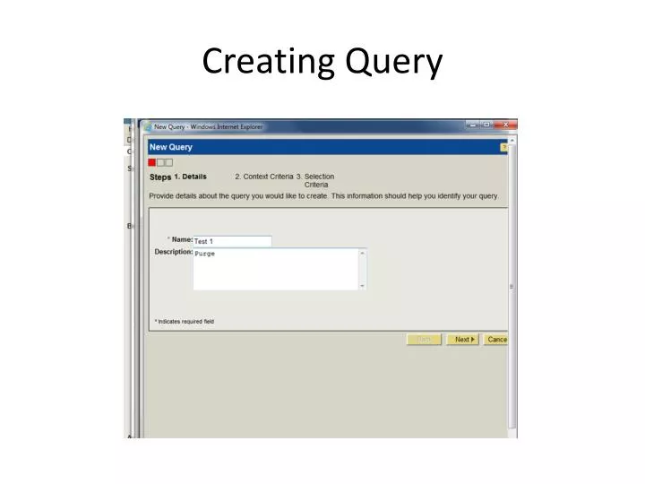creating query