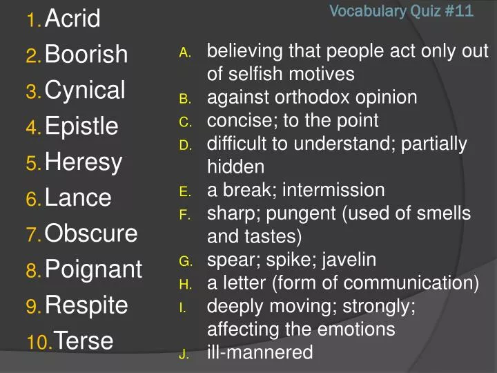 vocabulary quiz 11