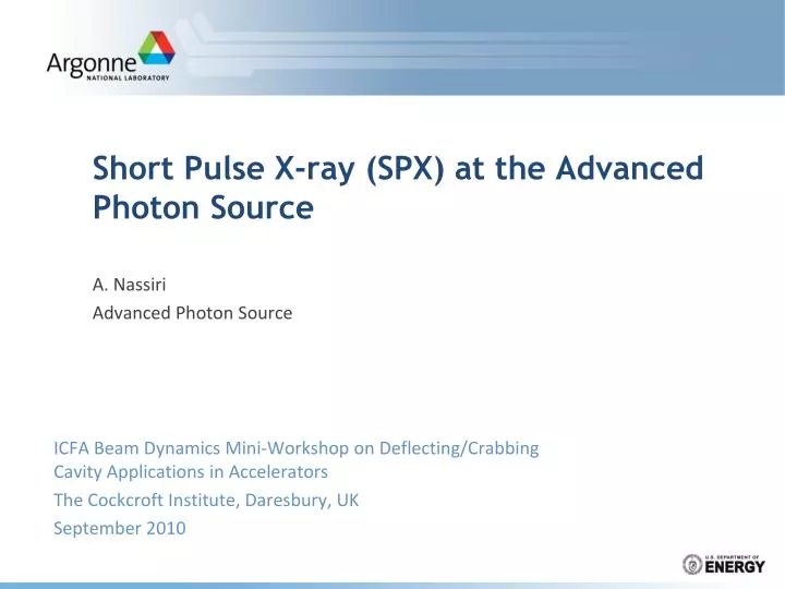 short pulse x ray spx at the advanced photon source