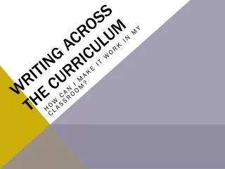 Writing across the curriculum