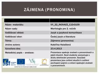 z jmena pronomina