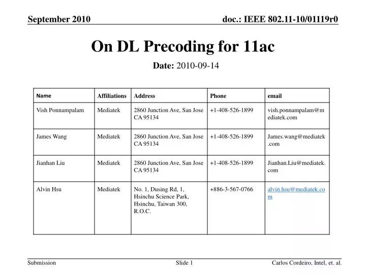 on dl precoding for 11ac