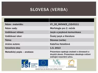 slovesa verba