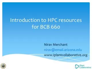 Introduction to HPC resources for BCB 660