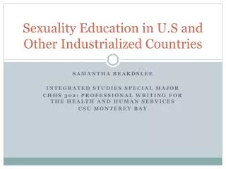 Sexuality Education in U. S and Other Industrialized Countries
