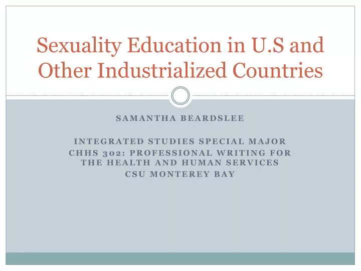 sexuality education in u s and other industrialized countries