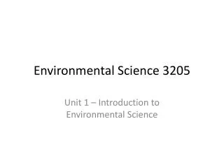 Environmental Science 3205