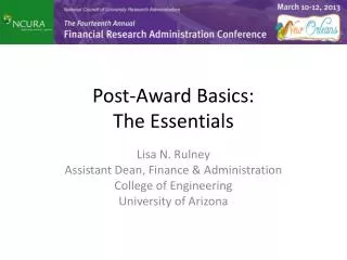 Post-Award Basics: The Essentials