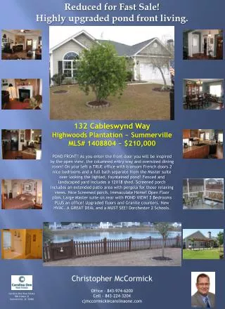 132 Cableswynd Way Highwoods Plantation ~ Summerville MLS# 1408804 ~ $210,000