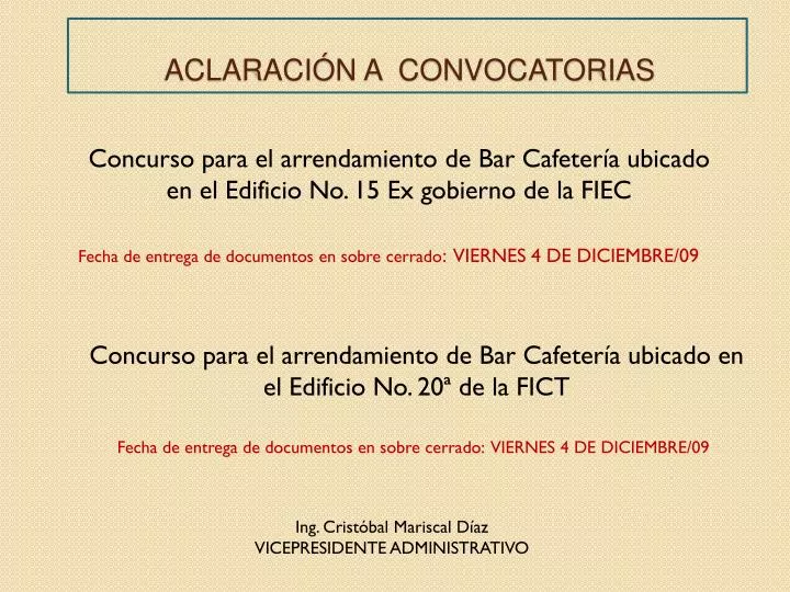 aclaraci n a convocatorias