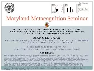 Maryland Metacognition Seminar