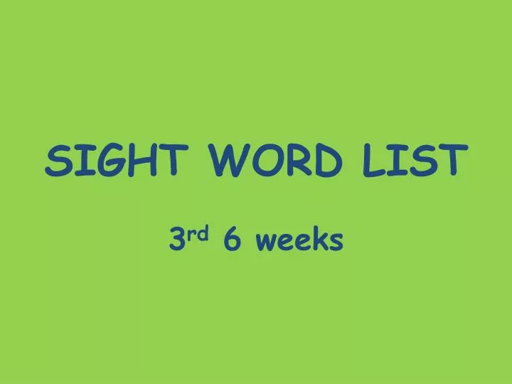 sight word list