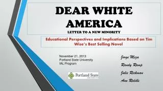 DEAR WHITE AMERICA LETTER TO A NEW MINORITY