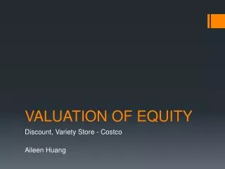 VALUATION OF EQUITY