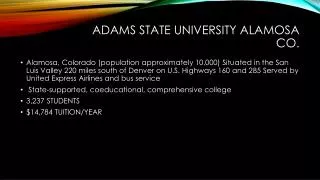 Adams State University Alamosa co.