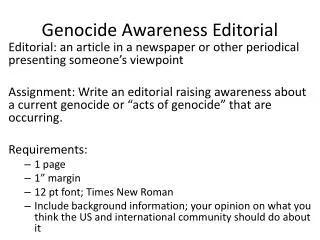 Genocide Awareness Editorial