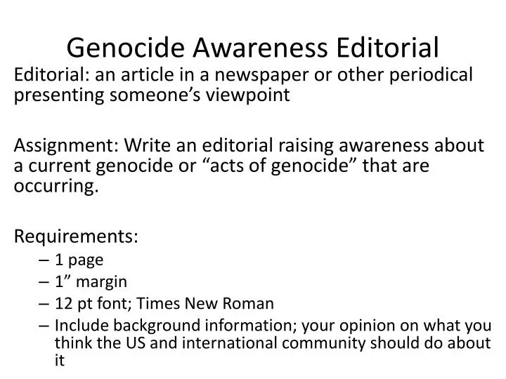 genocide awareness editorial