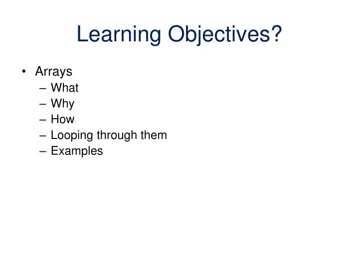 learning objectives