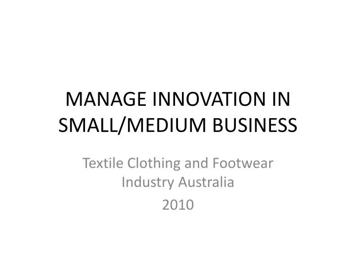 manage innovation in small medium business
