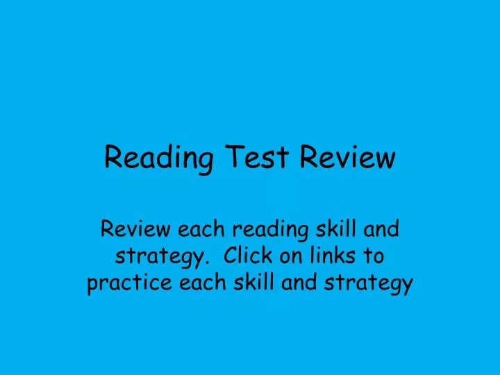 reading test review