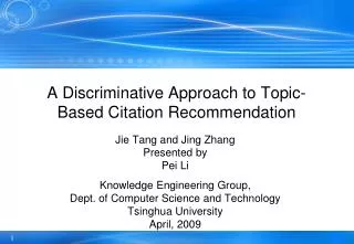 A Discriminative Approach to Topic-Based Citation Recommendation