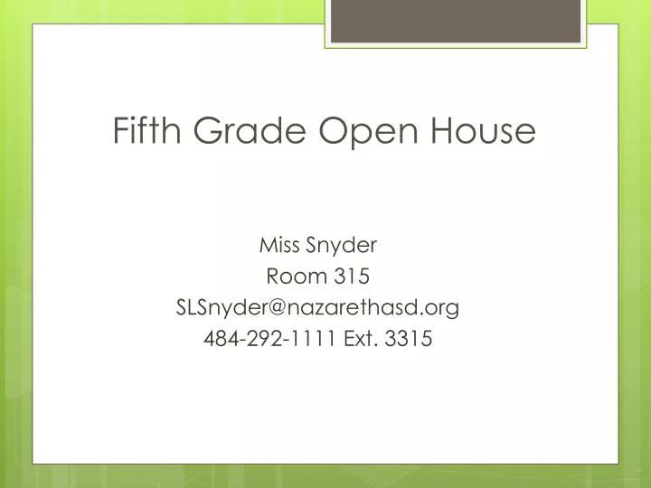 fifth grade open house