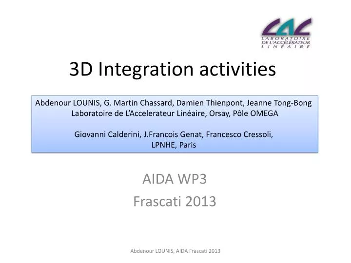 3d integration activities
