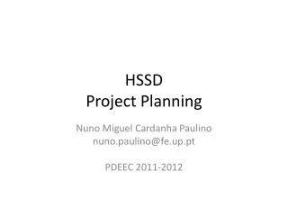 HSSD Project Planning