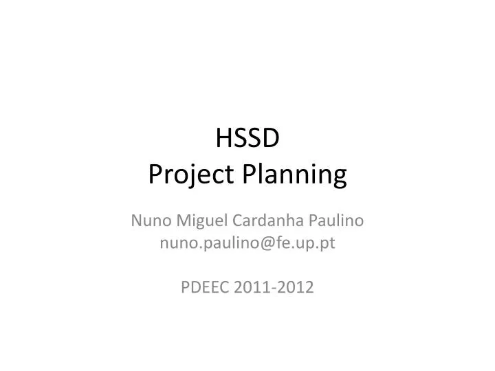 hssd project planning