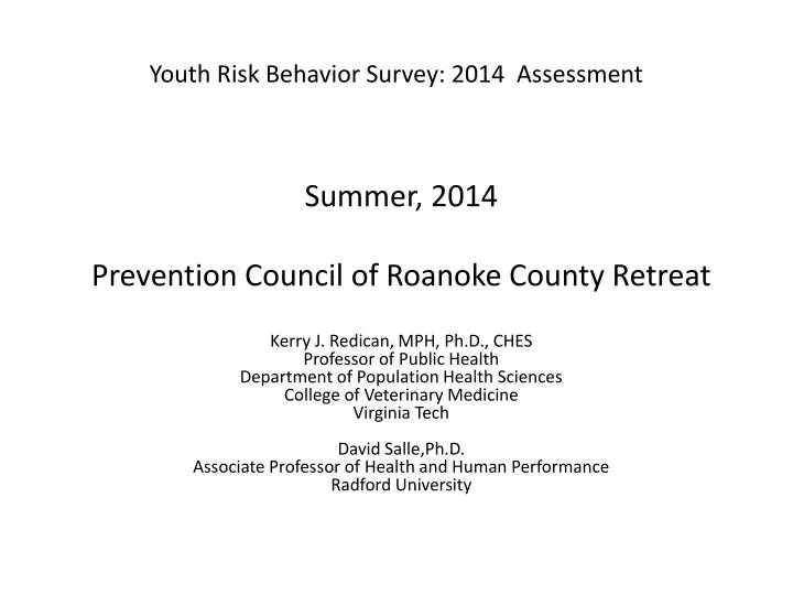 youth risk behavior survey 2014 assessment