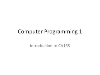 Computer Programming 1