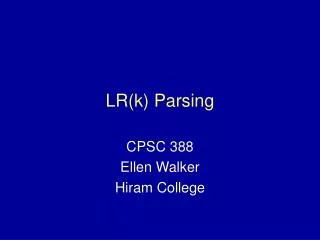 LR(k) Parsing