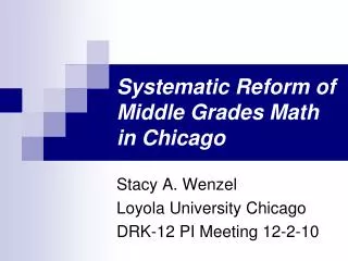 systematic reform of middle grades math in chicago