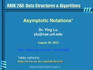 RAIK 283: Data Structures &amp; Algorithms