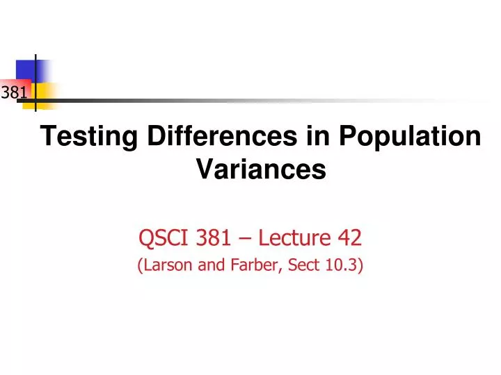 testing differences in population variances