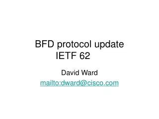 BFD protocol update IETF 62