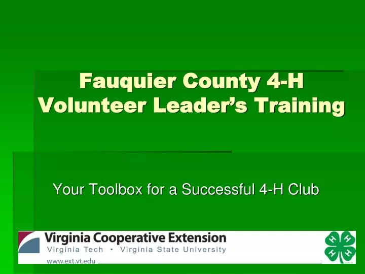 fauquier county 4 h volunteer leader s training