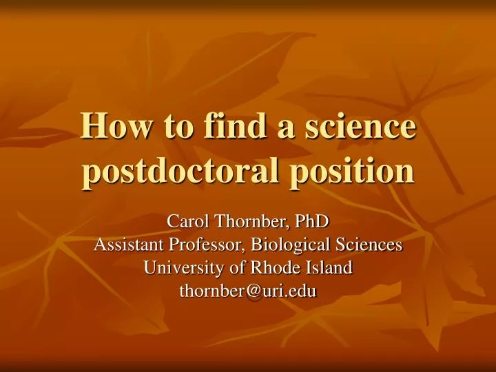 how to find a science postdoctoral position