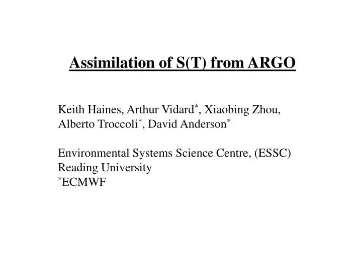 assimilation of s t from argo