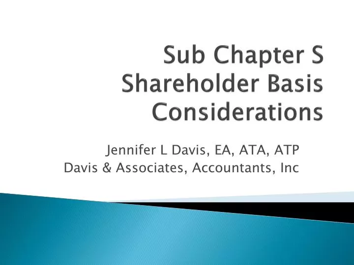 sub chapter s shareholder basis considerations