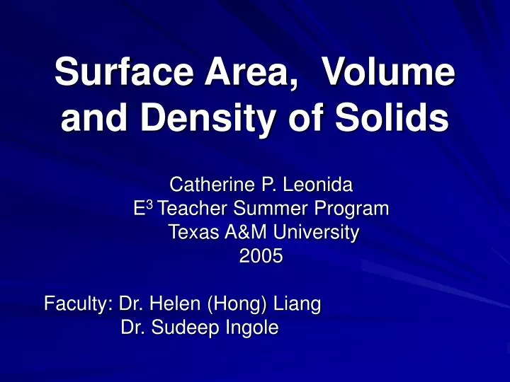 surface area volume and density of solids