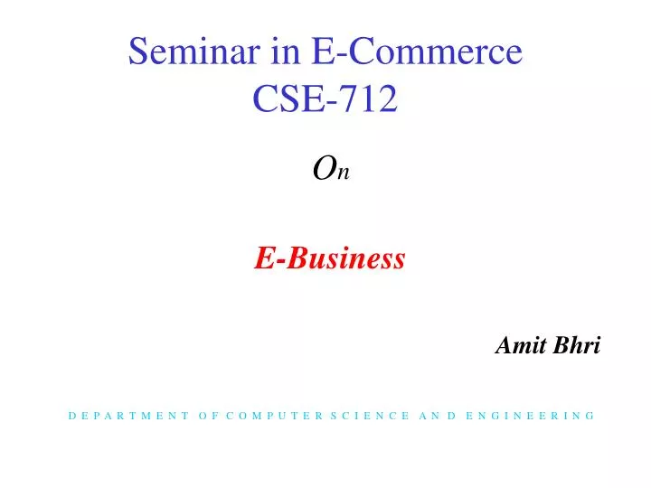 seminar in e commerce cse 712