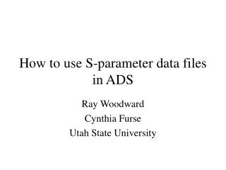 How to use S-parameter data files in ADS