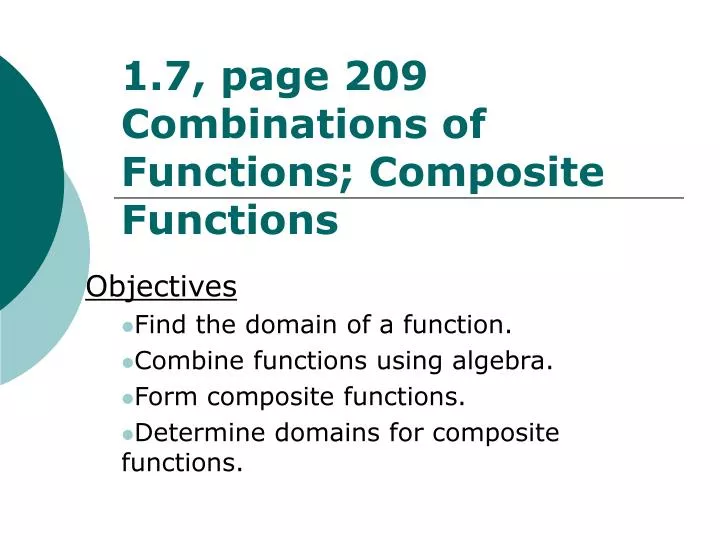 1 7 page 209 combinations of functions composite functions