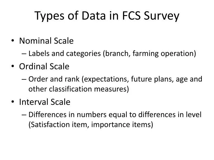 types of data in fcs survey