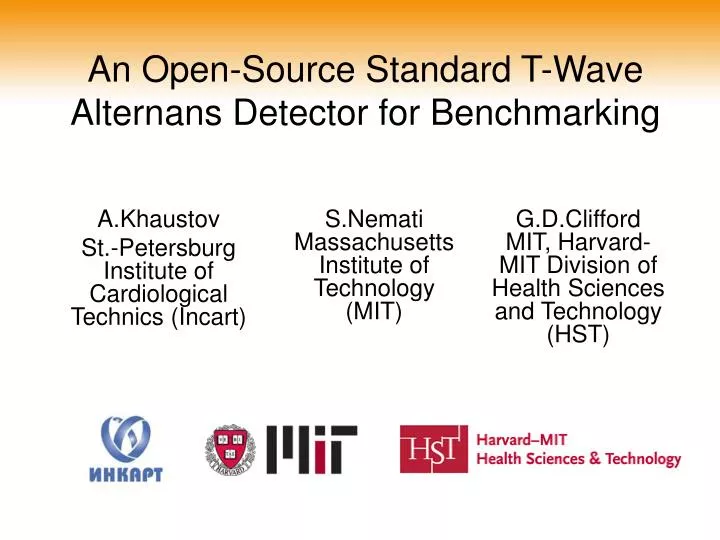 an open source standard t wave alternans detector for benchmarking