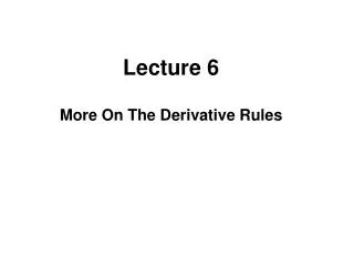 Lecture 6