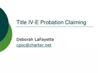 Title IV-E Probation Claiming