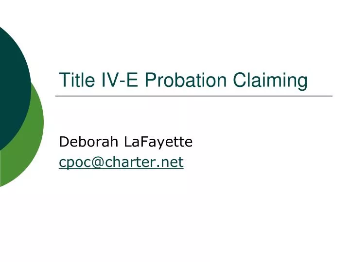 title iv e probation claiming